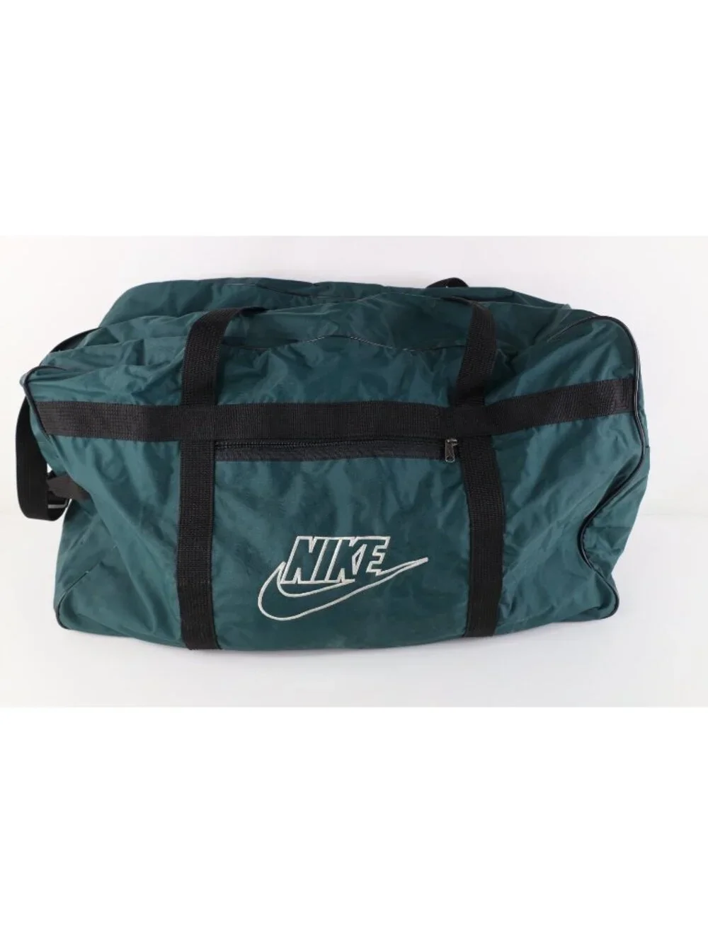 Vtg 90s Nike Travis Scott Big Swoosh Spell Out Handled Duffel Bag Green Large